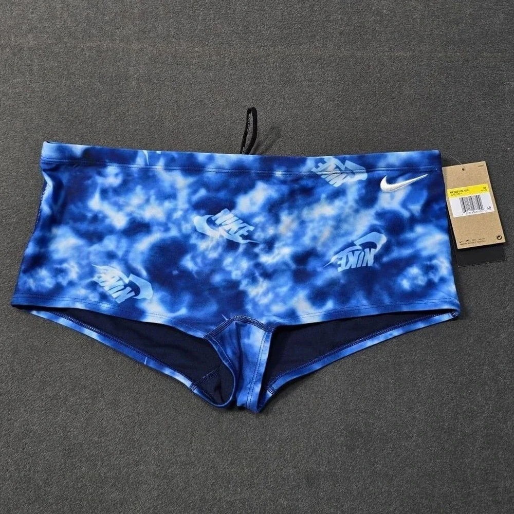 NWT NIKE‎ Women's Aqua Blue Print Swim Shorts 38